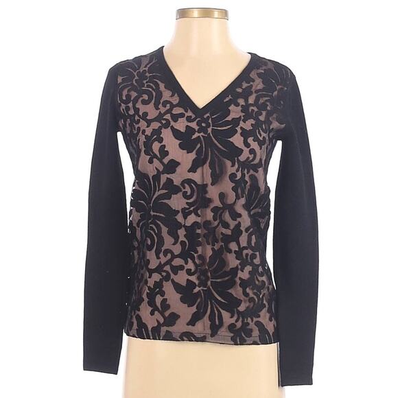 Saks Fifth Ave Lace Panel Front Cashmere Sweater - Picture 1 of 4